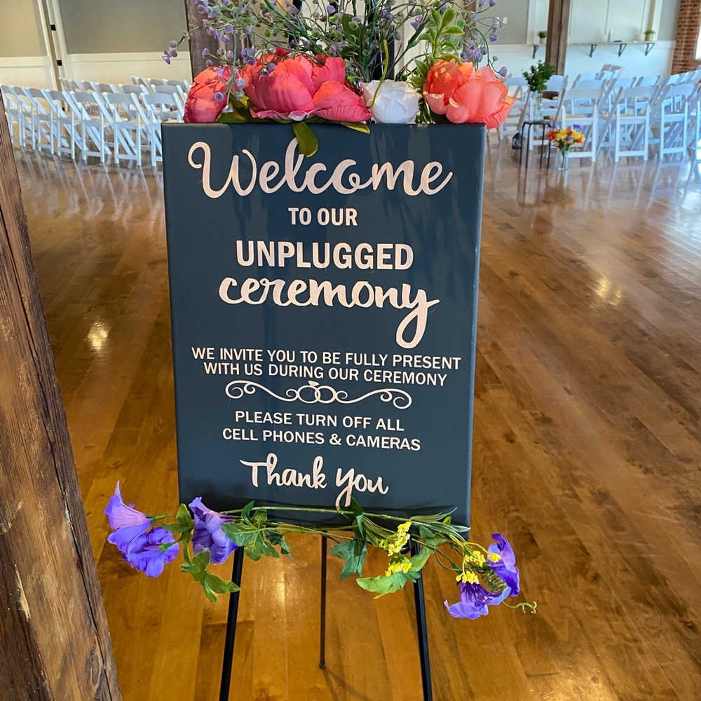 Wedding Unplugged Ceremony Canvas Sign 12x16